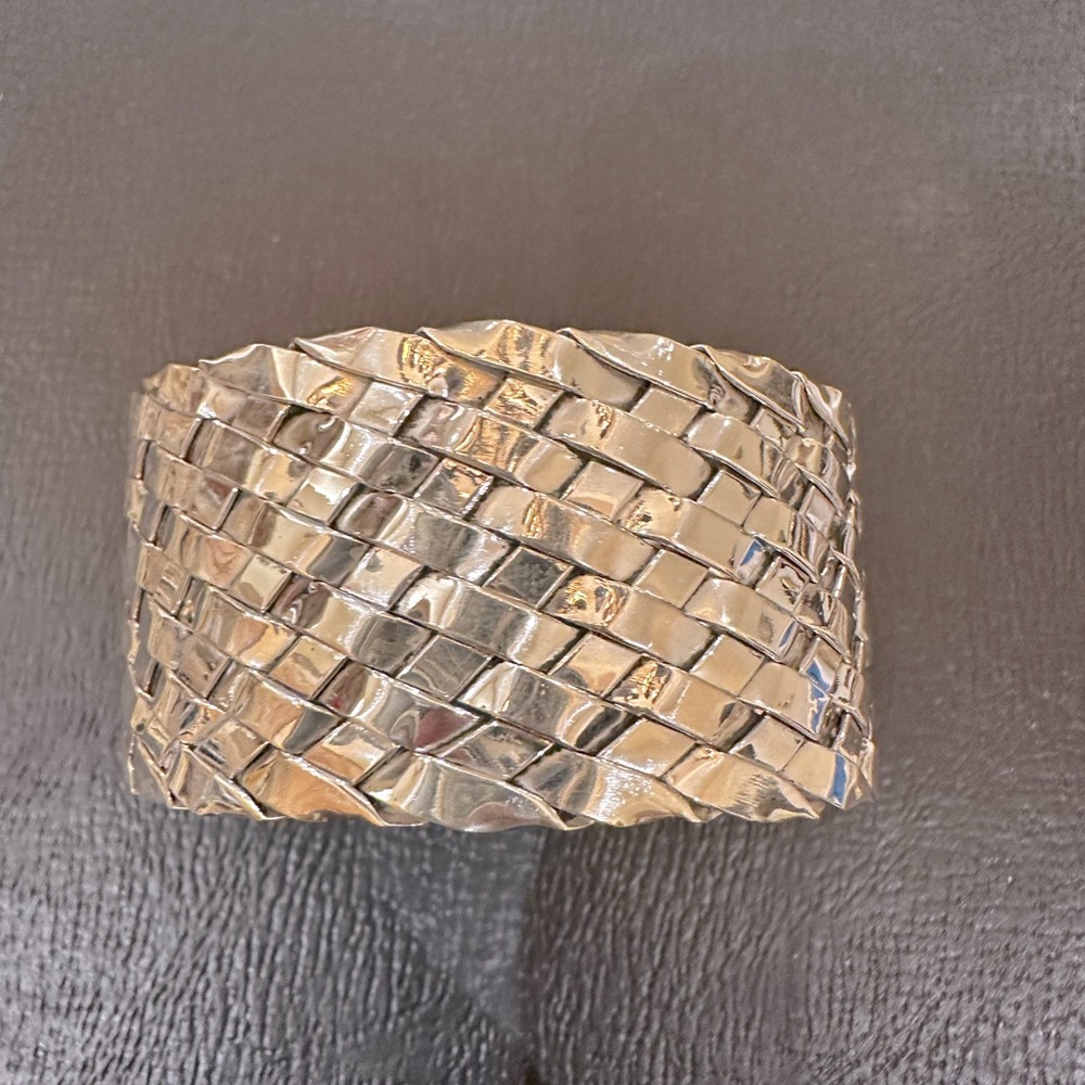 Silver basket weave cuff bracelet